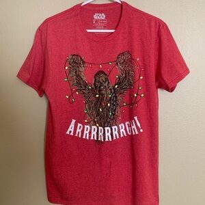 Men Chewbacca Star Wars Red Shirt Cotton Medium. Used Good Condition.